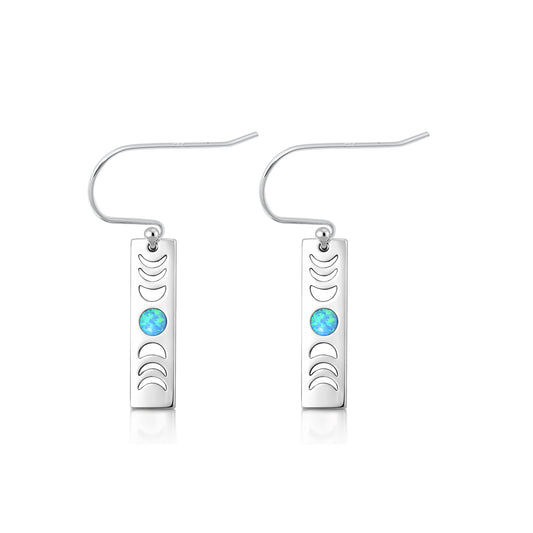 Sivler Stone Earrings - Moon Phases