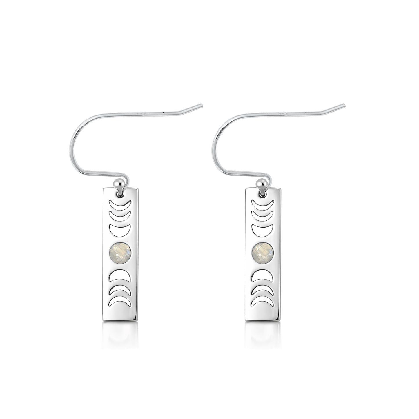 Sivler Stone Earrings - Moon Phases
