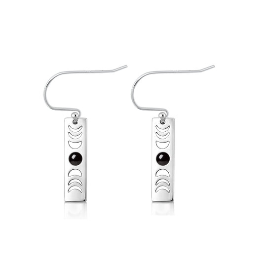 Silver Stone Earrings - Moon Phases