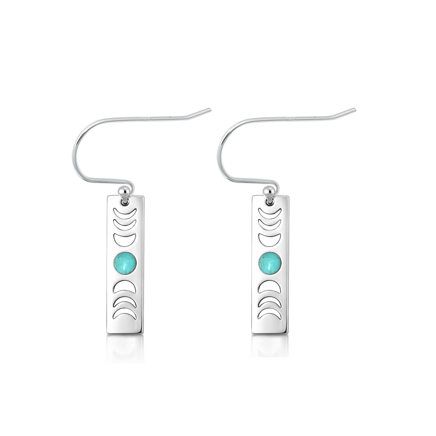 Sivler Stone Earrings - Moon Phases