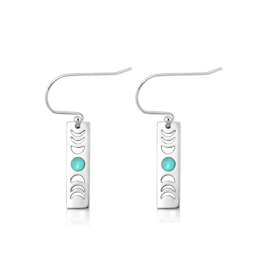 Sivler Stone Earrings - Moon Phases