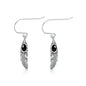 Silver Stone Earrings - Feathers