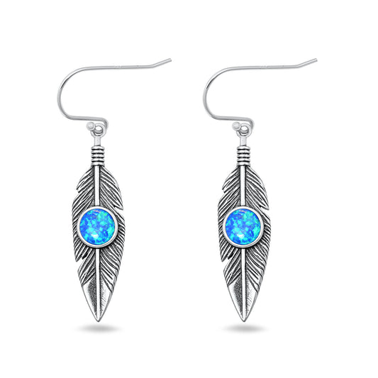 Silver Lab Opal Pendant - Feather