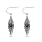 Silver Stone Earrings - Feather