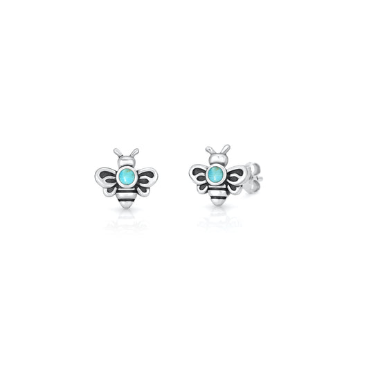 Silver Stone Earrings - Bee