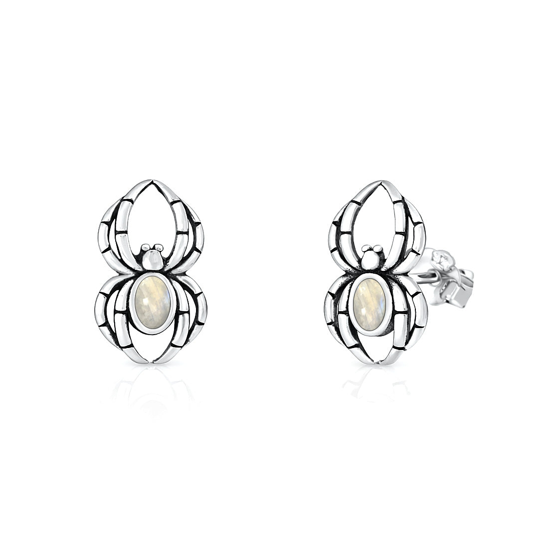 Silver Stone Earrings - Spider