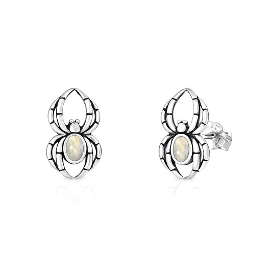 Silver Stone Earrings - Spider