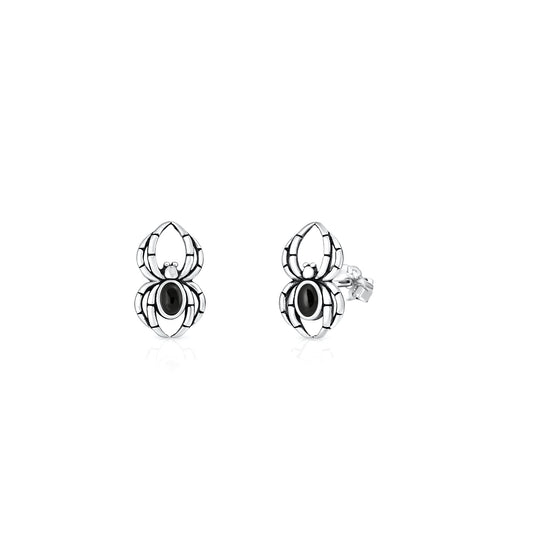 Silver Stone Earrings - Spider
