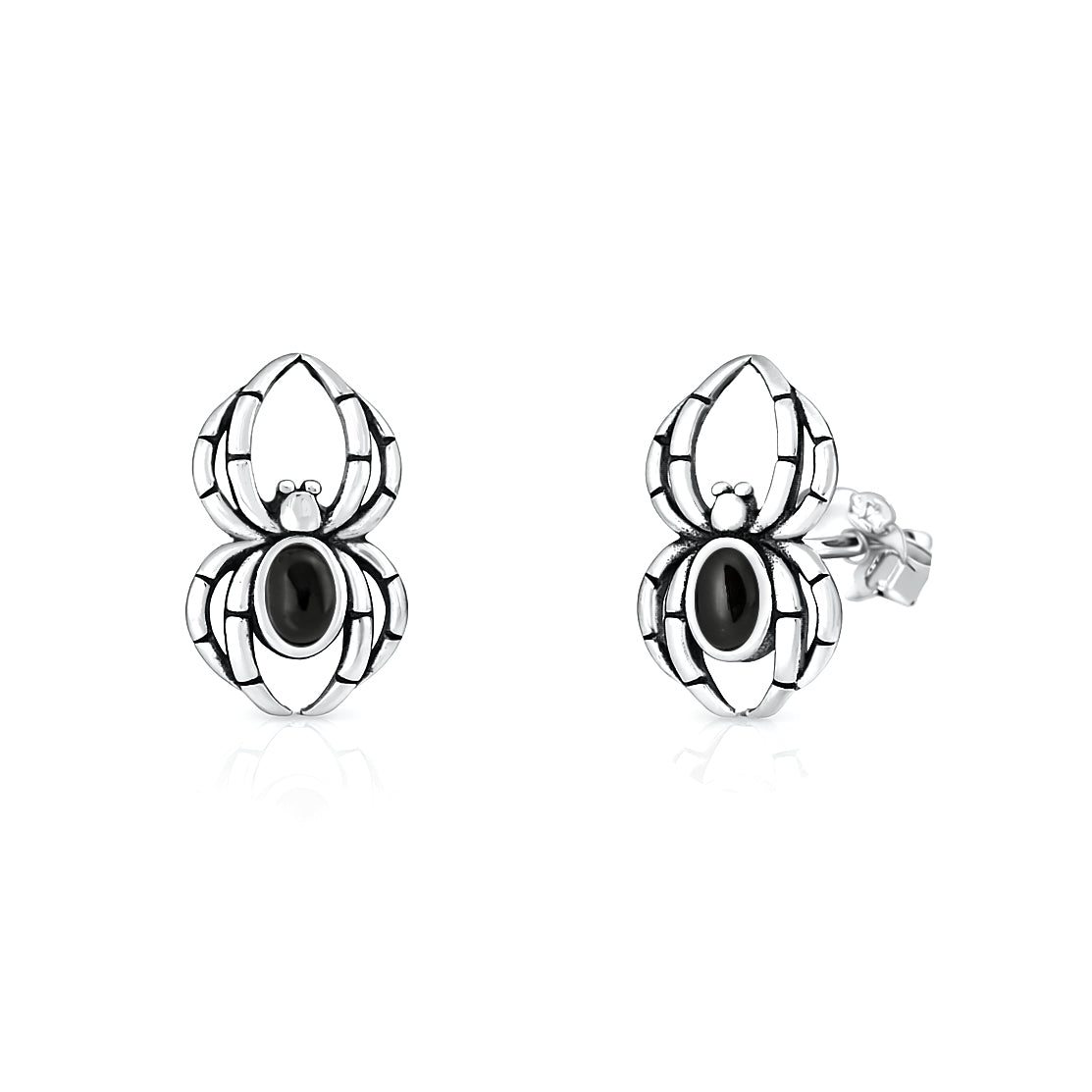 Silver Stone Earrings - Spider