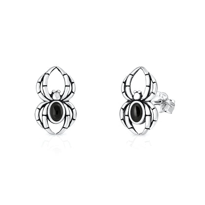 Silver Stone Earrings - Spider