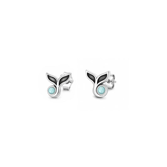 Silver Stone Earrings - Whale Tail