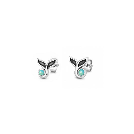 Silver Stone Earrings - Whale Tail
