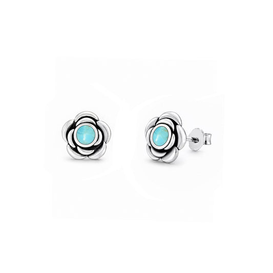 Silver Stone Earrings - Flower