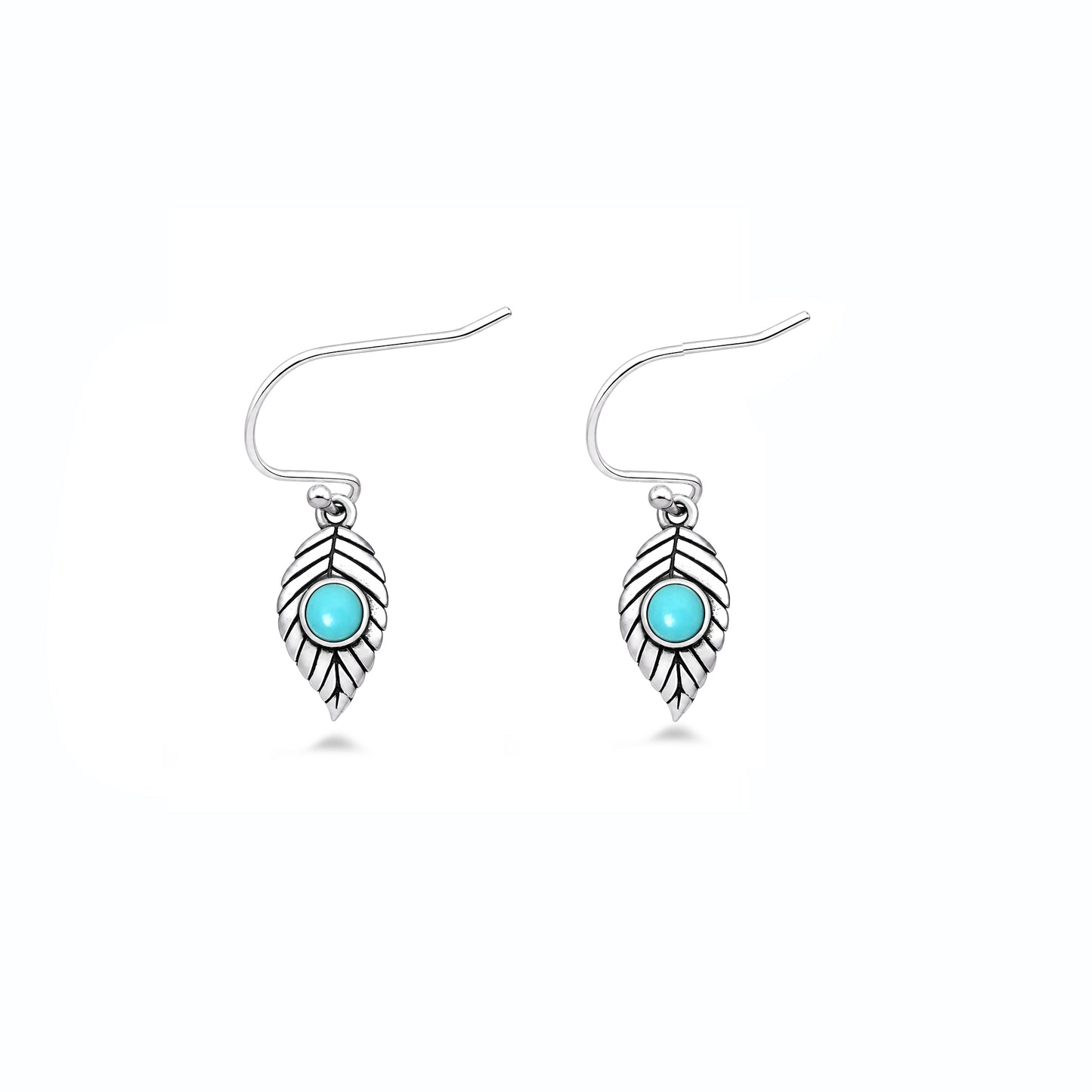 Silver Stone Earrings - Leaf