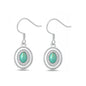 Silver Stone Earring - Oval Drop Hook