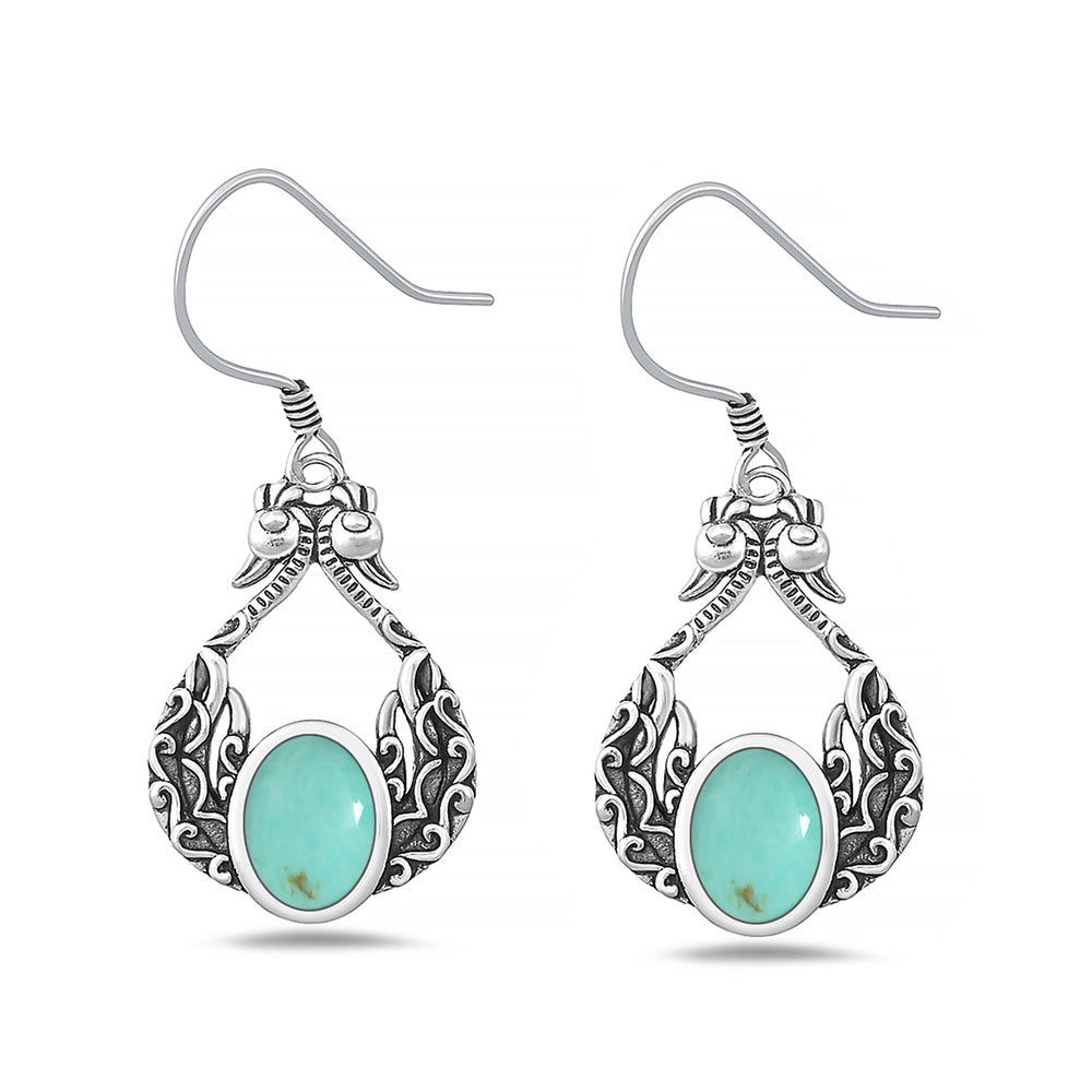 Silver Stone Earring - Peacock