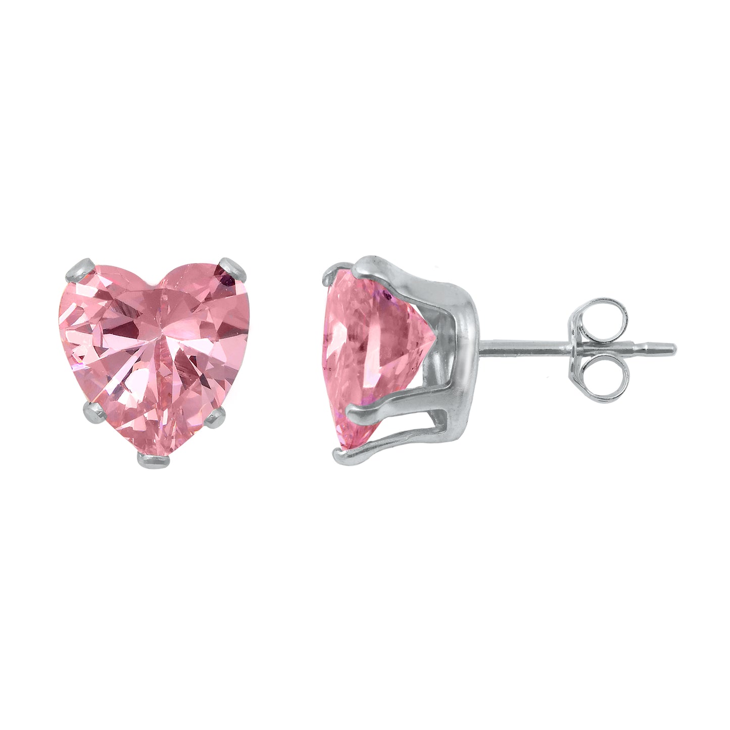 4 mm Heart Color CZ Earrings