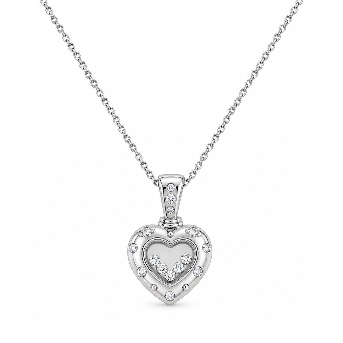 Silver CZ Heart Necklace