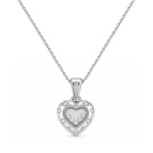 Silver CZ Heart Necklace