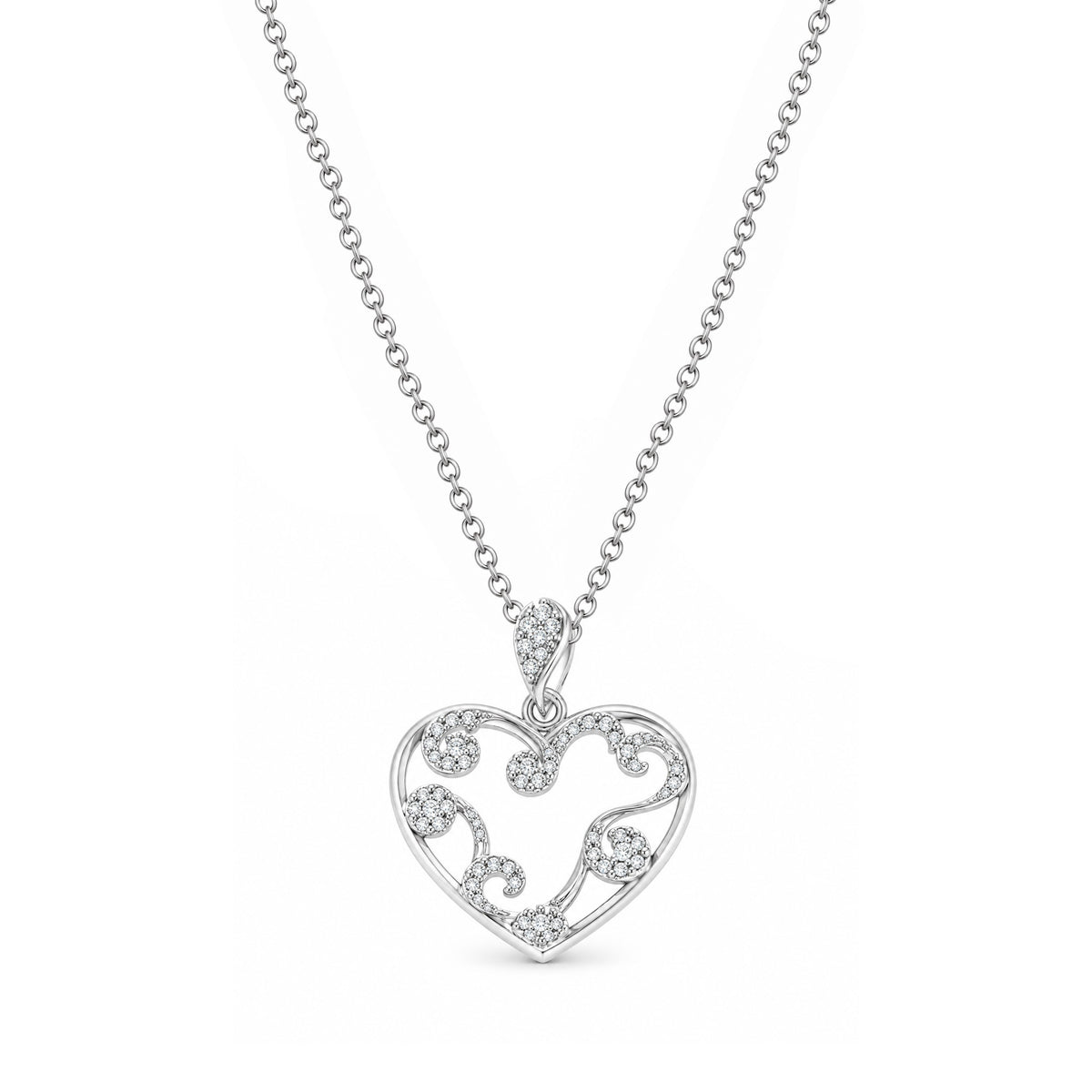 Silver CZ Necklace - Heart