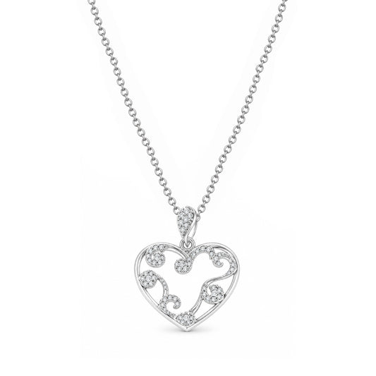 Silver CZ Necklace - Heart