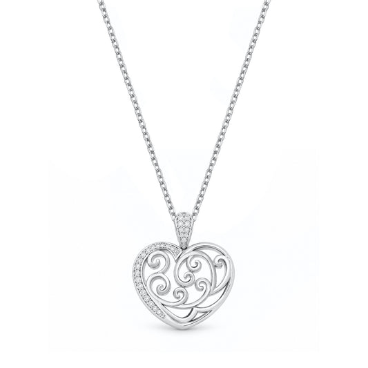 Silver CZ Necklace - Heart