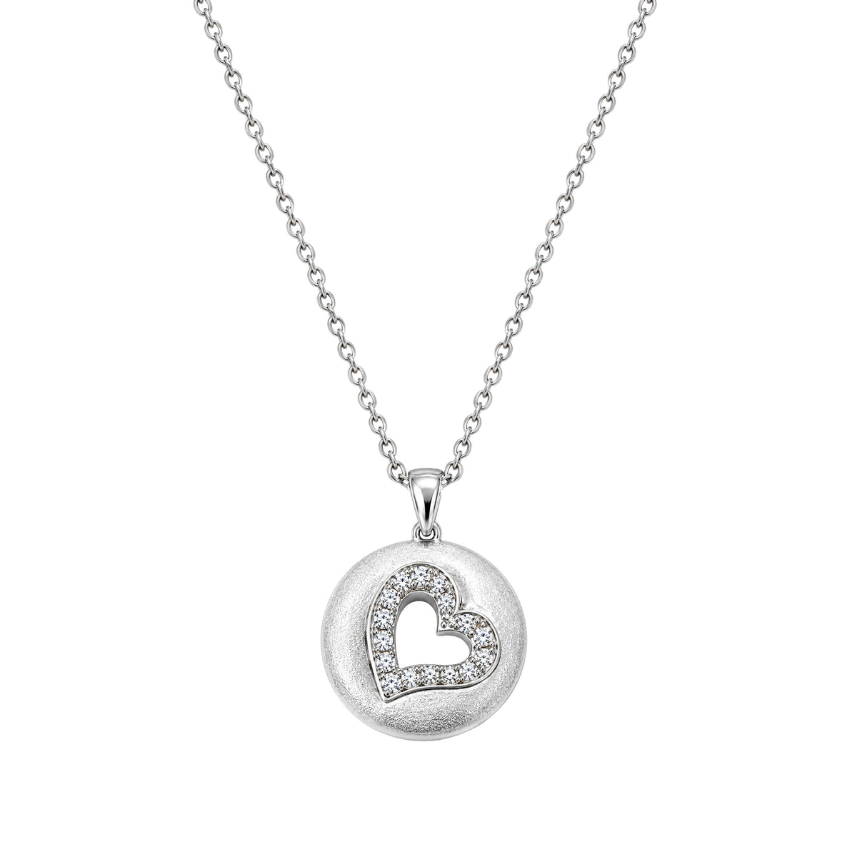 Silver CZ Necklace - Heart