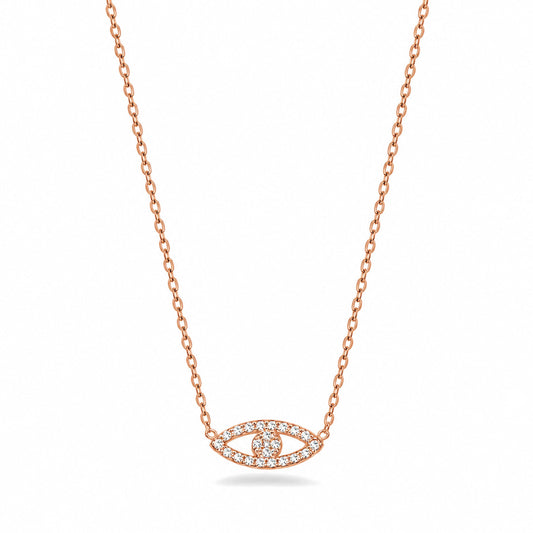 Silver Evil Eye CZ Necklace