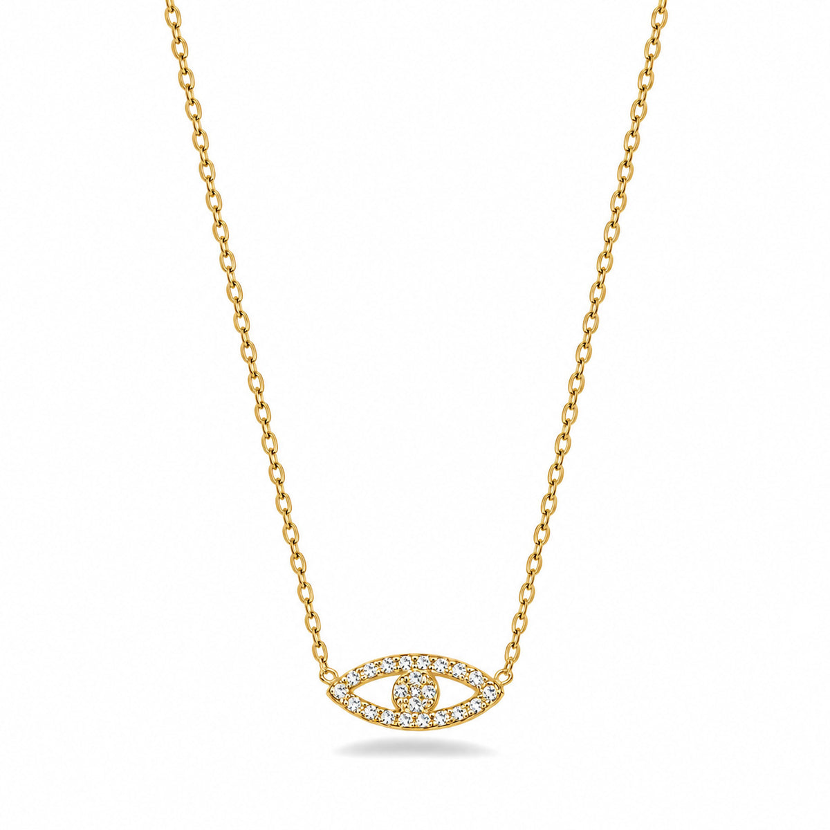 Silver Evil Eye CZ Necklace