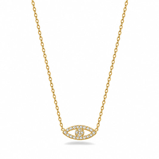 Silver Evil Eye CZ Necklace