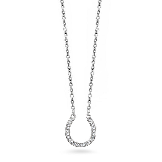 Silver CZ Necklace - Horseshoe