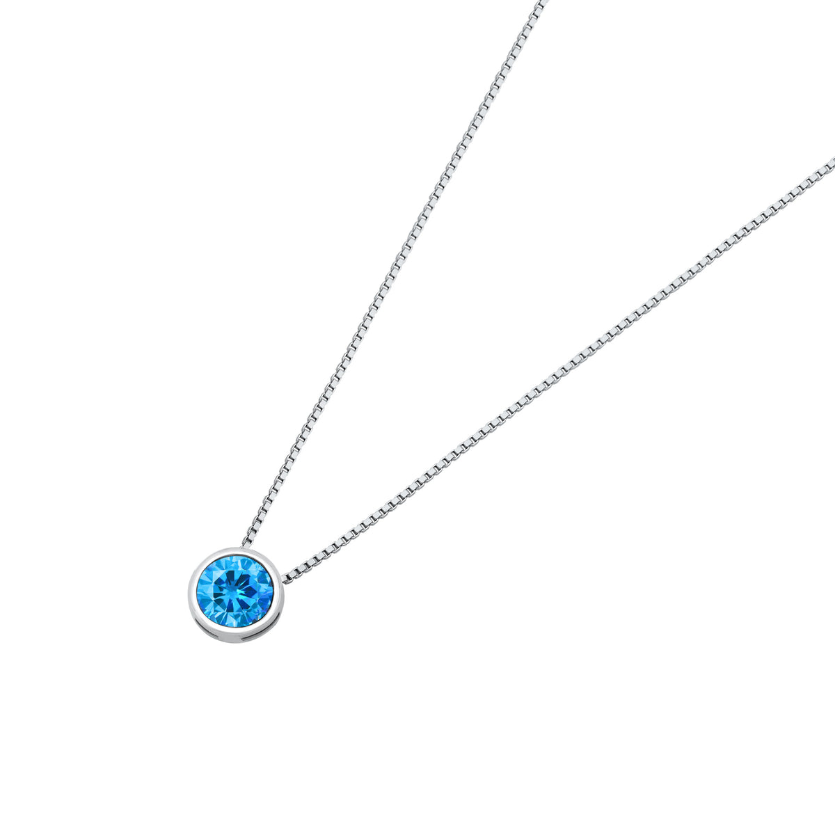 Silver CZ Necklace - Bezel Solitaire