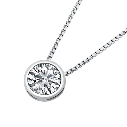 Silver CZ Necklace - Bezel Solitaire