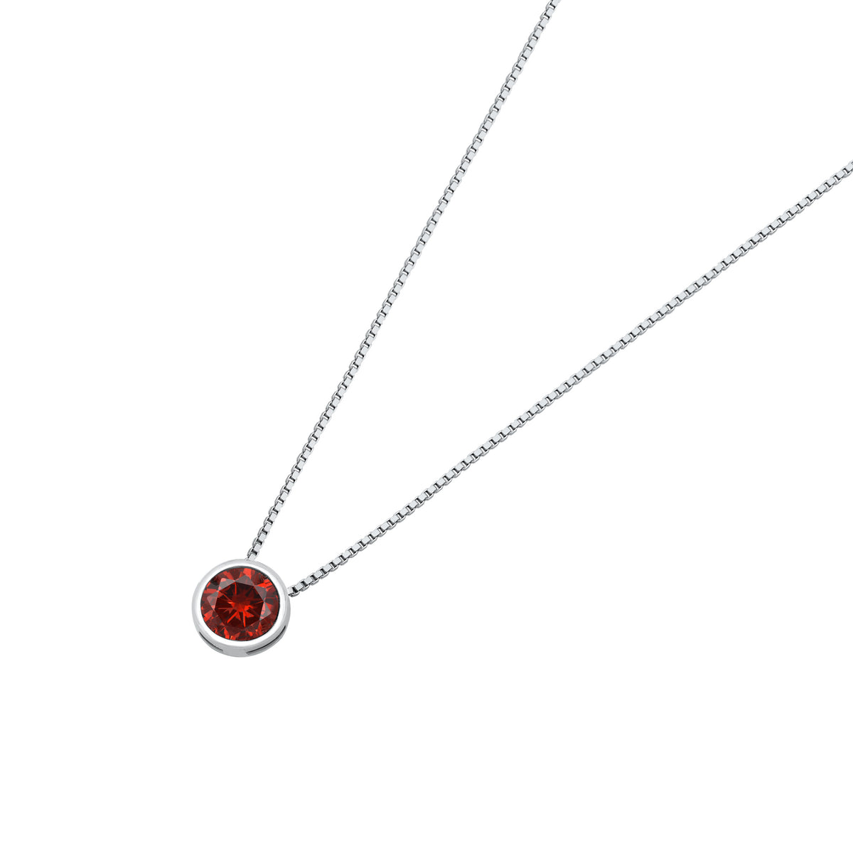 Silver CZ Necklace - Bezel Solitaire