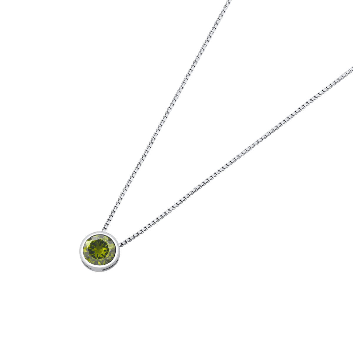 Silver CZ Necklace - Bezel Solitaire