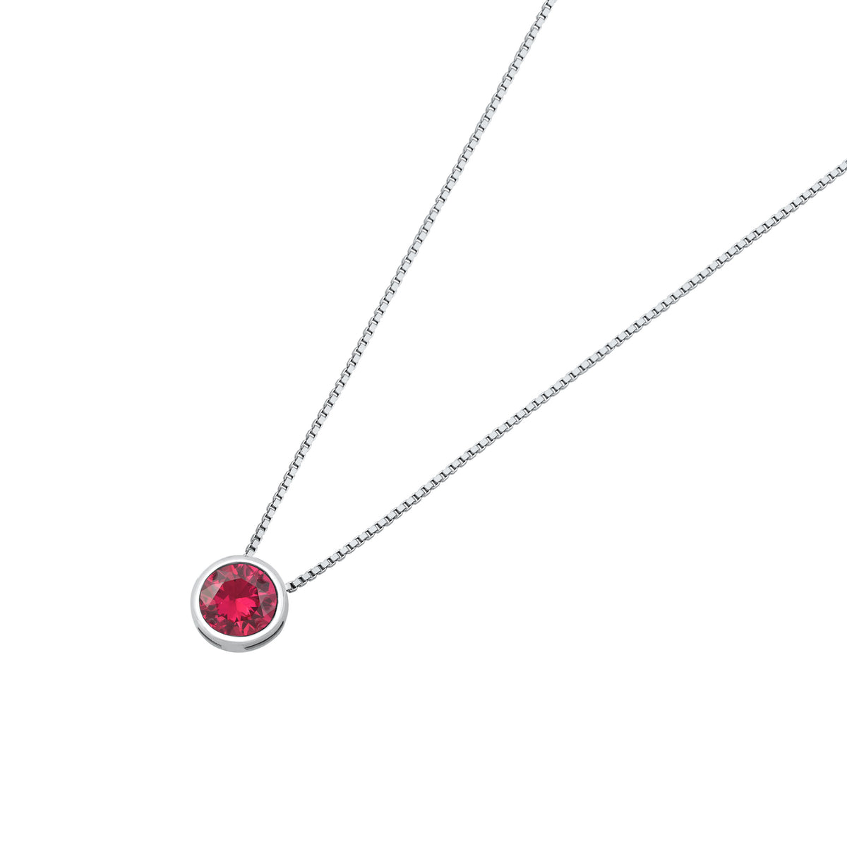 Silver CZ Necklace - Bezel Solitaire