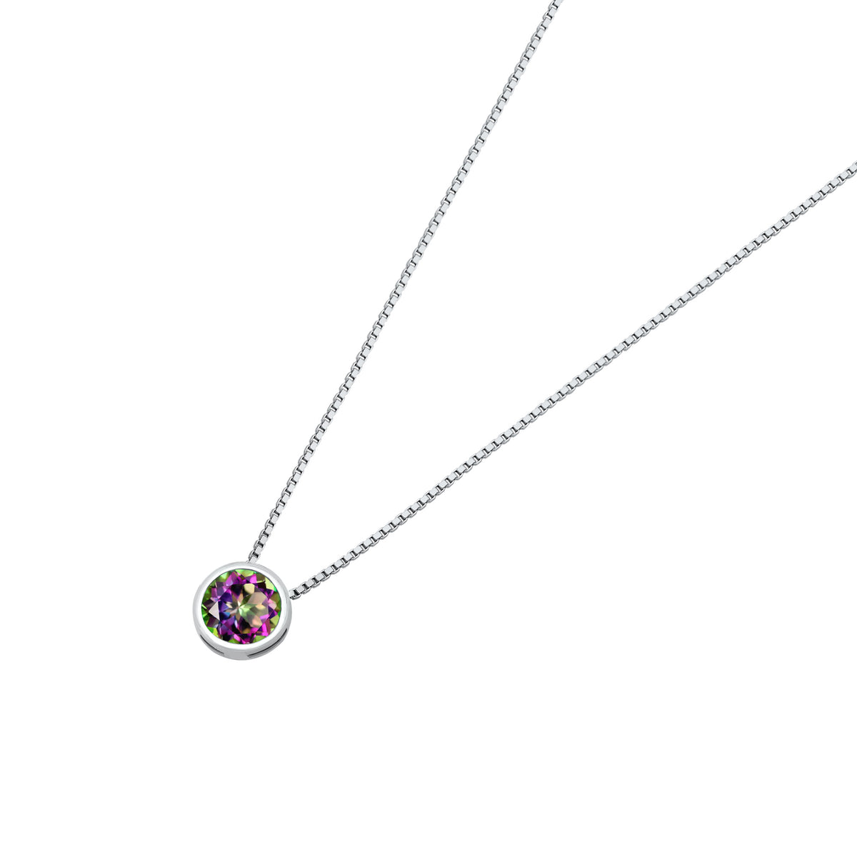Silver CZ Necklace - Bezel Solitaire
