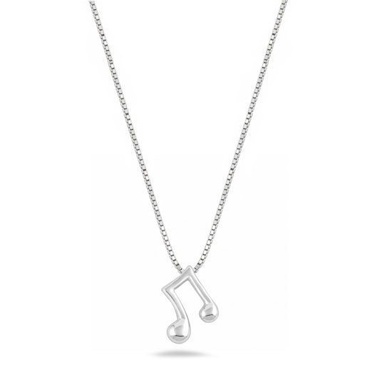 Silver Necklace - Music Note