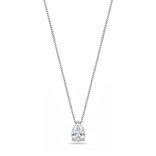 Silver Pear CZ Stone Necklace