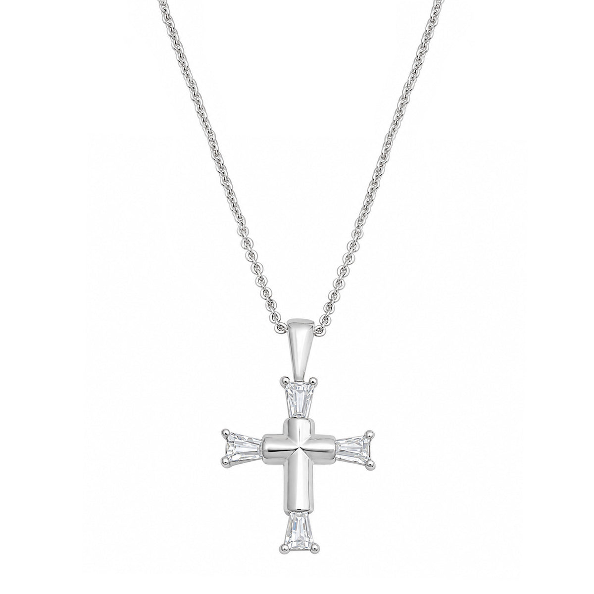 Silver CZ Necklace - Cross