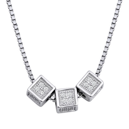 Silver CZ Necklace - Cubes