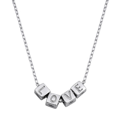 Silver CZ Necklace - Love