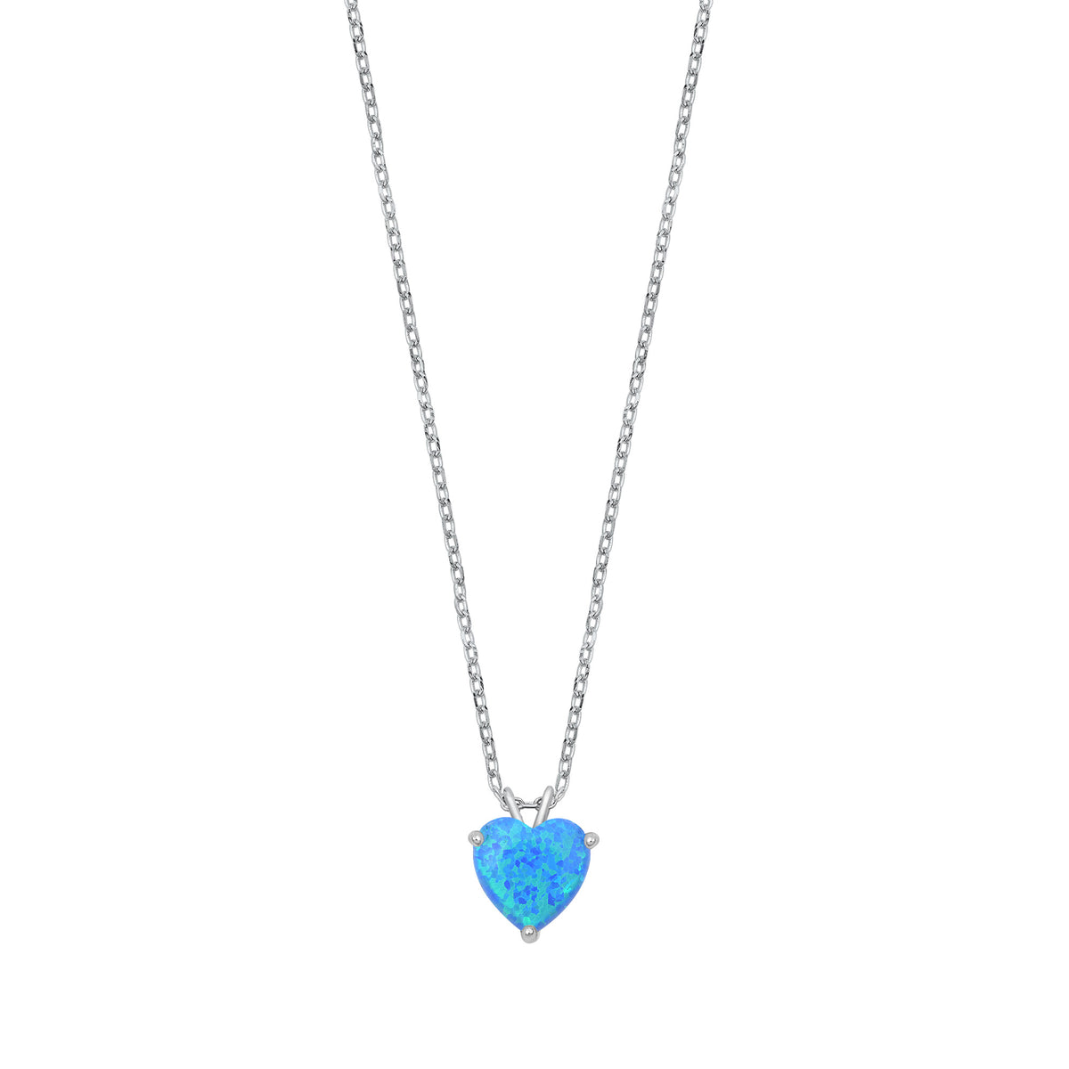 Silver Lab Opal Necklace - Heart