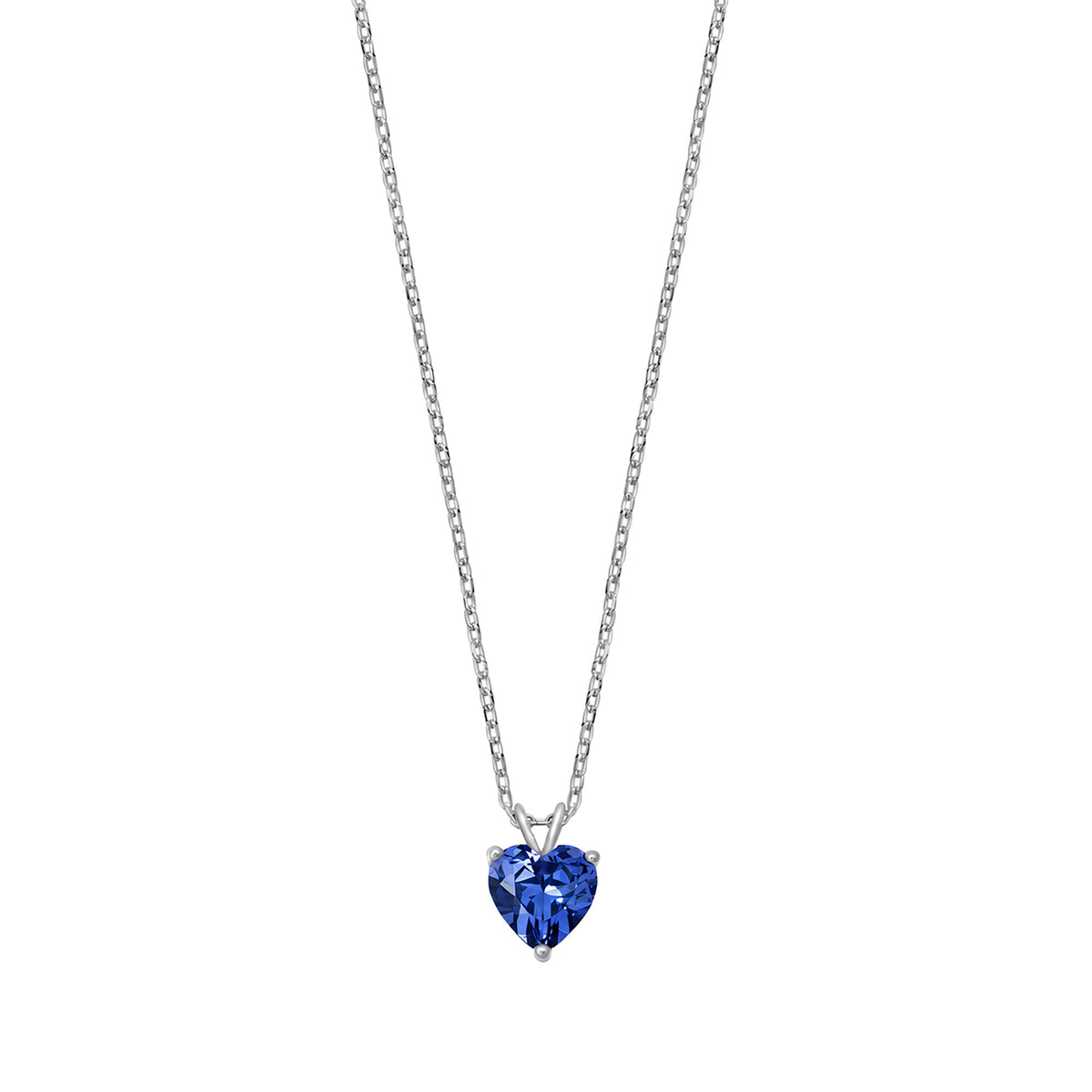 Silver CZ Necklace - Heart Solitaire