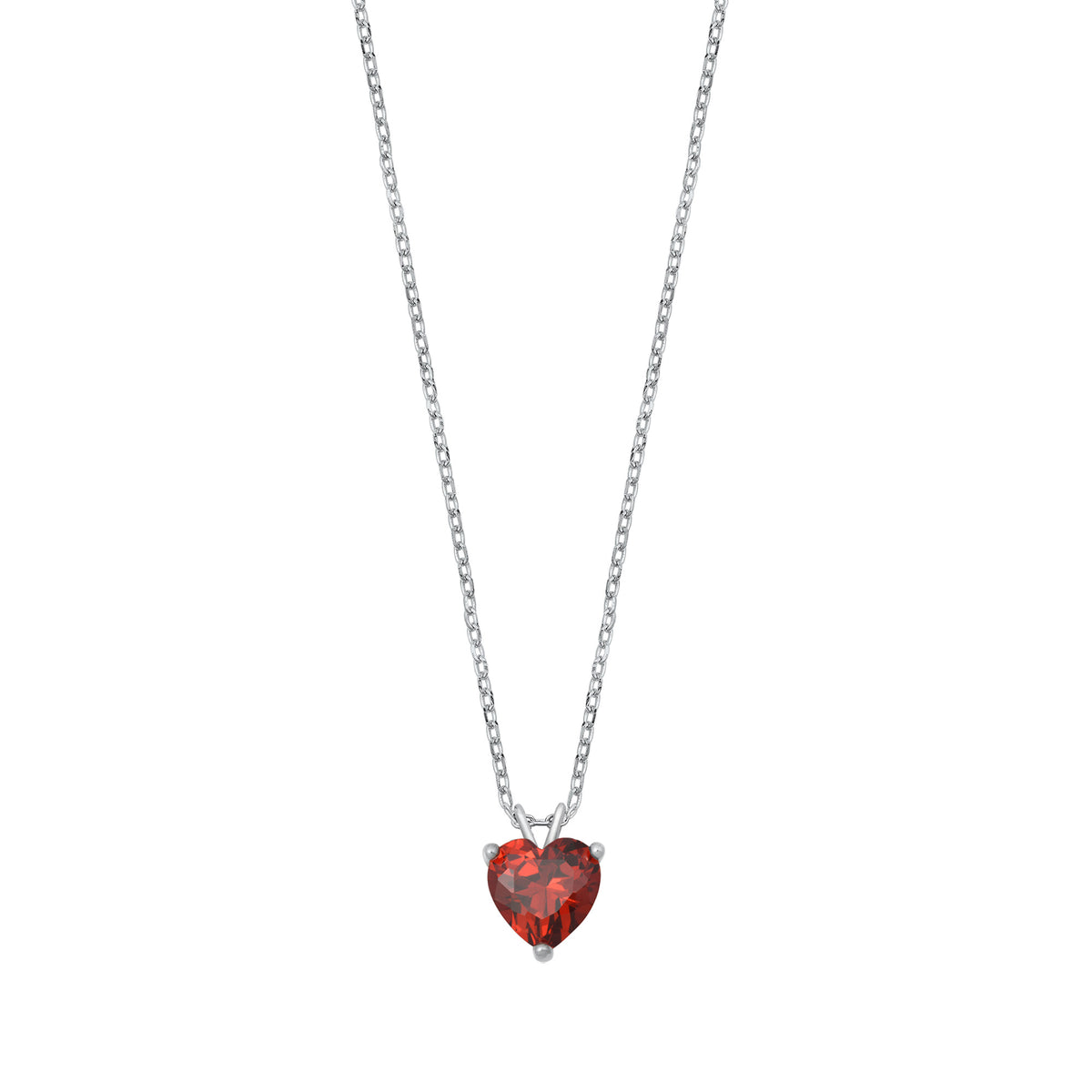 Silver CZ Necklace - Heart Solitaire