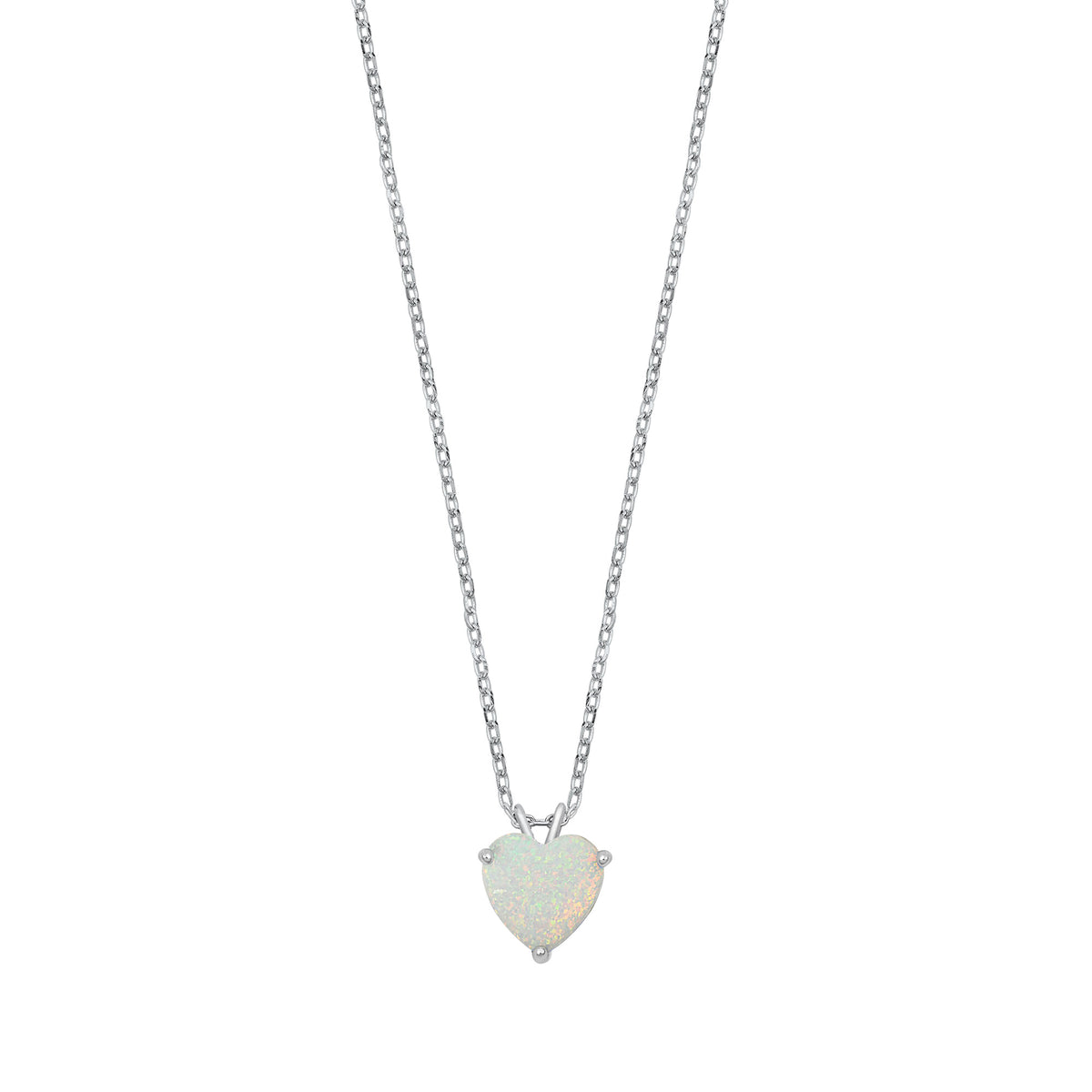 Silver Lab Opal Necklace - Heart
