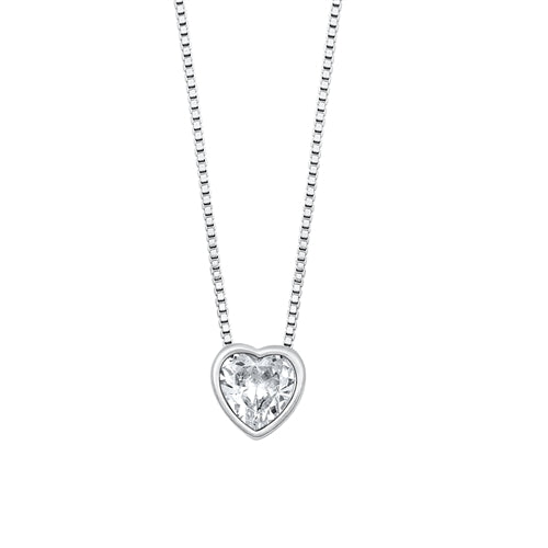 Silver CZ Necklace - Heart