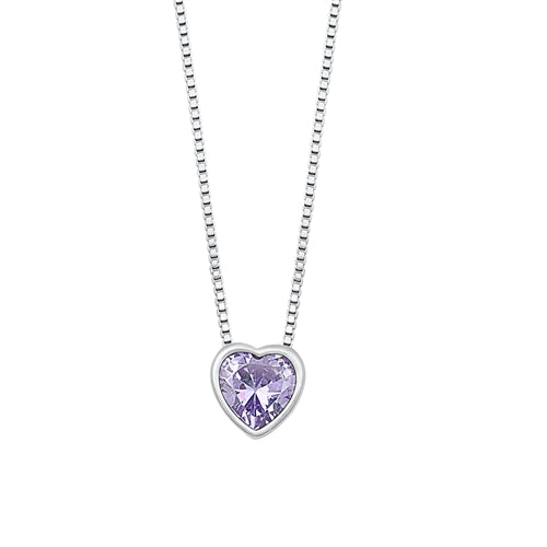 Silver CZ Necklace - Heart