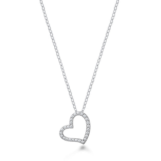 Silver CZ Necklace - Heart