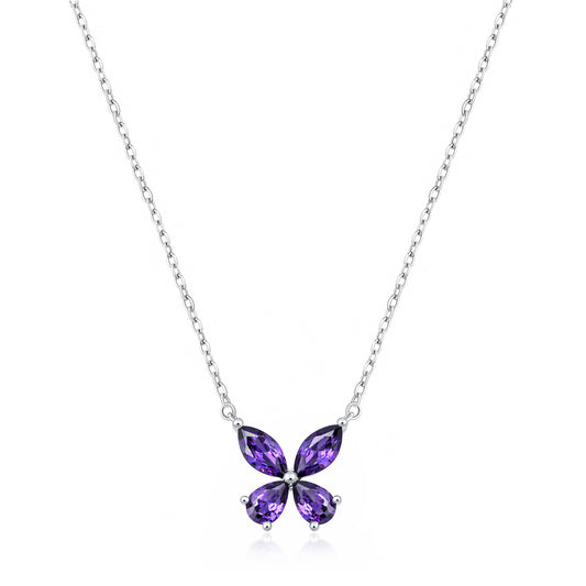 Silver CZ Necklace - Butterfly